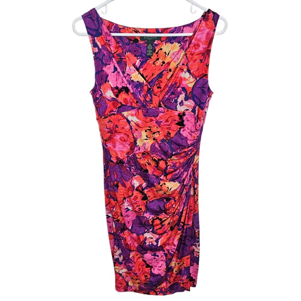 Lauren Ralph Lauren Womens Floral Sheath Dress Sz 8 Wedding Guest Stretch Garden